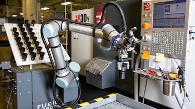 A cobot machine-tending application at Konrady Plastics in Indiana.