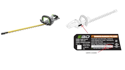 The EGO Power+ Model HT2410 Cordless Brushless Hedge Trimmers were recalled on June 01, 2023.