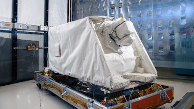 NASA's ILLUMA-T payload in a Goddard cleanroom. The payload will be installed on the International Space Station and demo higher data rates with NASA's Laser Communications Relay Demonstration.