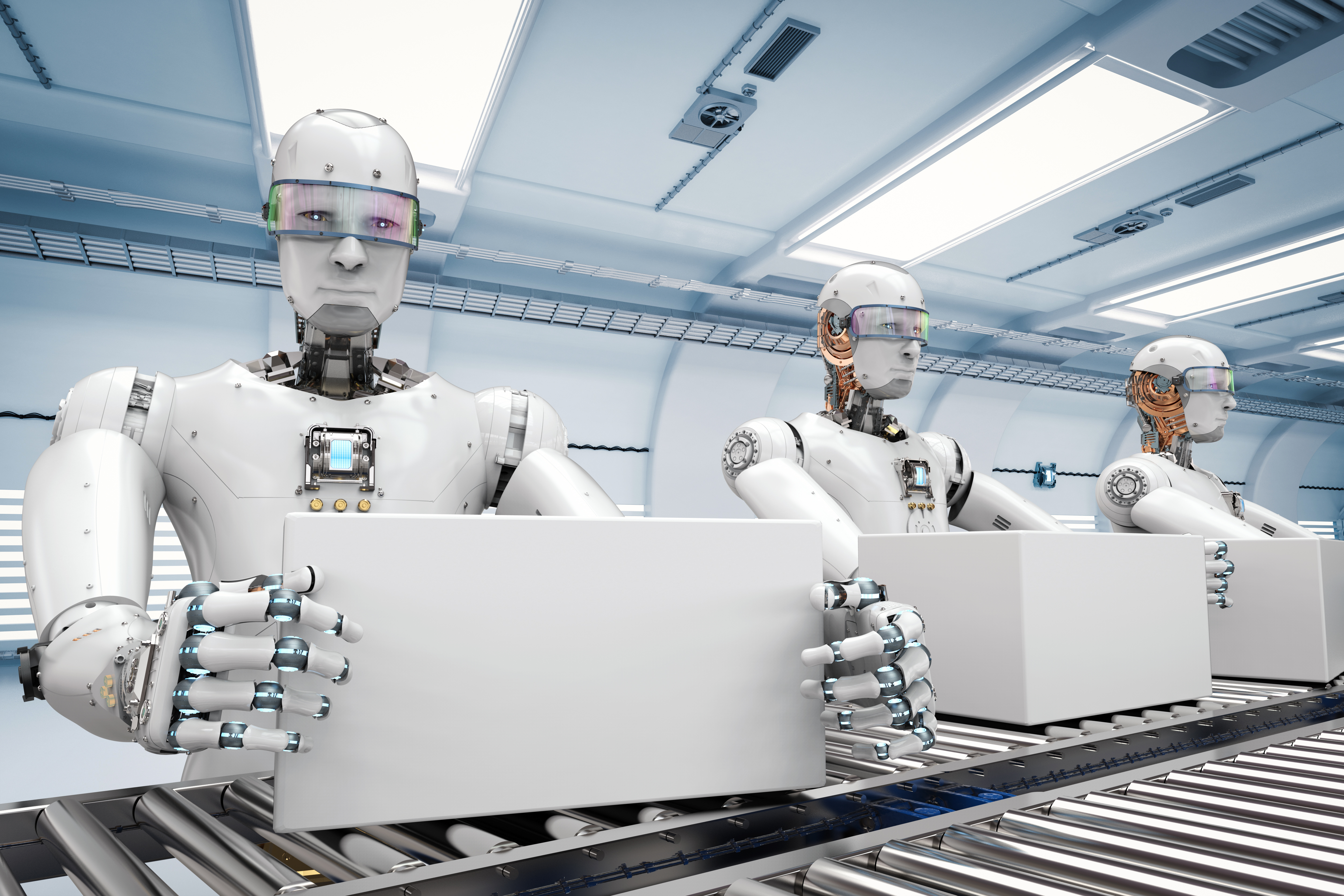 Robot Working With White Boxes 671750584 5000x3332