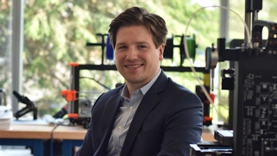 Worcester Polytechnic Institute researcher Markus Nemitz works to develop 3D printed robots.