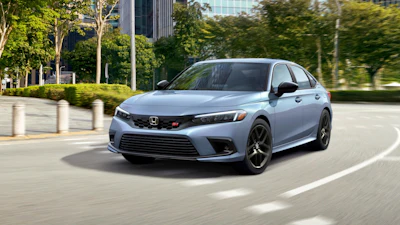 This photo provided by Honda shows the 2024 Honda Civic Si, a four-door sedan with a peppy four-cylinder engine and a manual transmission.