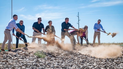 Dignitaries, including U.S. Secretary of the Interior Deb Haaland, center, break ground on the new SunZia transmission line project in Corona, N.M., on Friday, Sept. 1, 2023.