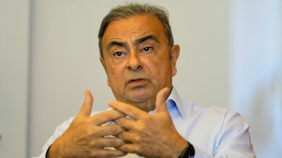 Former Nissan executive Carlos Ghosn speaks during an interview with The Associated Press in Beirut, Lebanon, on June 23, 2023.