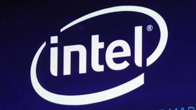 The Intel logo appears on a screen at the Nasdaq MarketSite, in New York's Times Square, on Oct. 3, 2018.