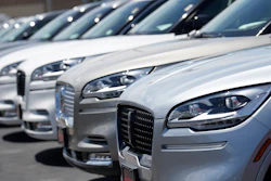 Unsold 2023 Aviator sports-utility vehicles sit in a long row at a Lincoln dealership on June 18, 2023, in Englewood, Colo.