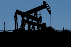 Pumpjacks dip their heads to extract oil in a basin south of Duchesne, Utah on July 13, 2023.