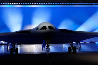 The B-21 Raider stealth bomber is unveiled at Northrop Grumman, Dec. 2, 2022, in Palmdale, Calif.