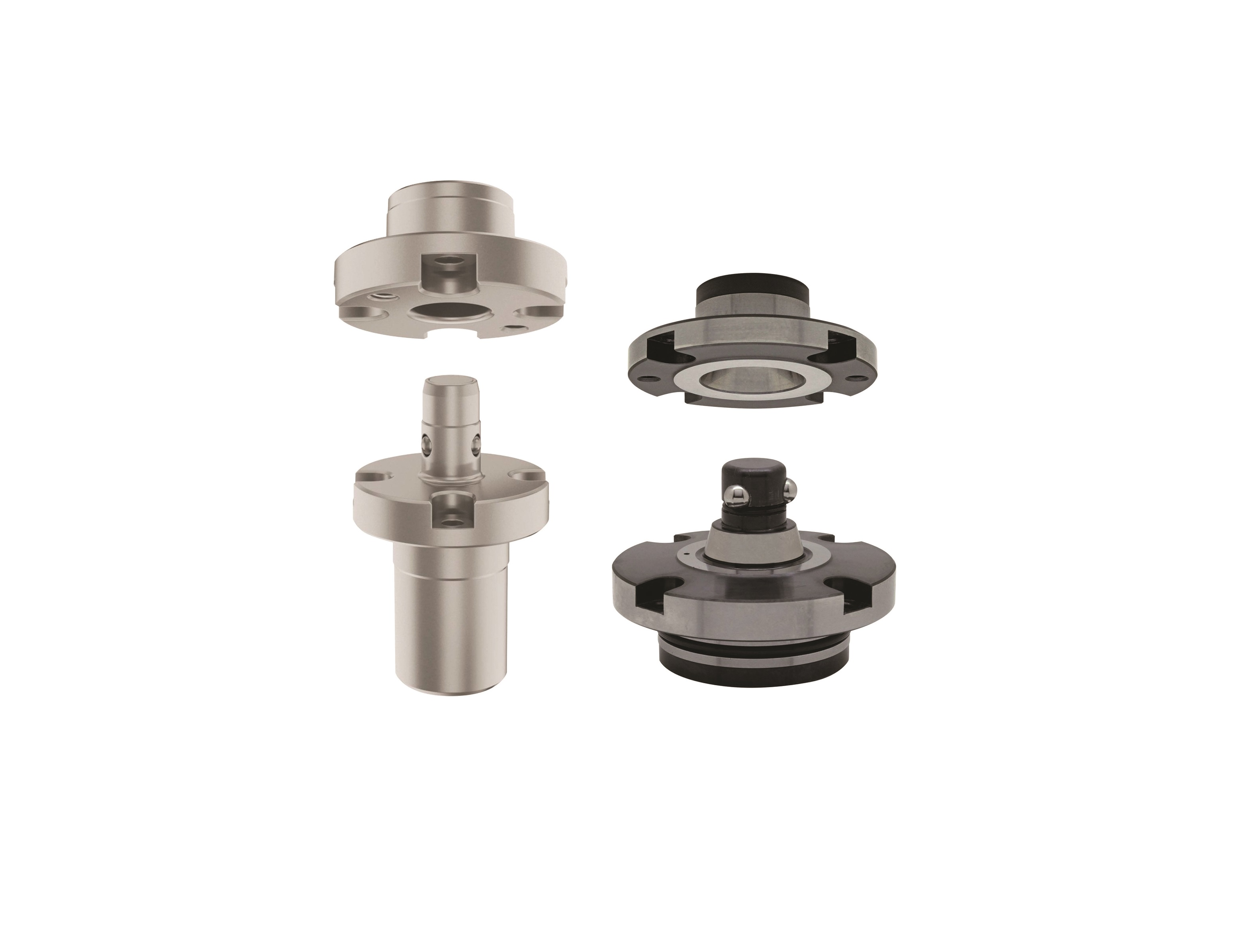 Fixtureworks lineup of flex locators and receivers AMWF-L (left) and AMWF-W for fastening in a wide range of tooling, fixturing and assembly operations.
