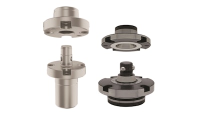Fixtureworks lineup of flex locators and receivers AMWF-L (left) and AMWF-W for fastening in a wide range of tooling, fixturing and assembly operations.