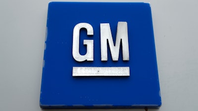 A General Motors logo is displayed outside the General Motors Detroit-Hamtramck Assembly plant on Jan. 27, 2020, in Hamtramck, Mich.
