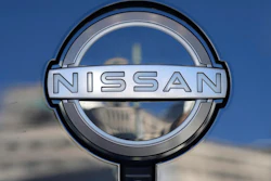 A Nissan logo is seen on a car at its showroom in Tokyo on Feb. 21, 2023.