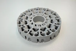 High efficiency air-cooling heatsink created by RICOH's aluminum Binder Jet Technology (BJT) system.