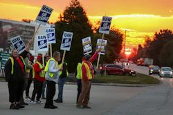 UAW local 862 members strike outside of Ford's Kentucky Truck Plant in Louisville, Ky. on Oct. 12, 2023.