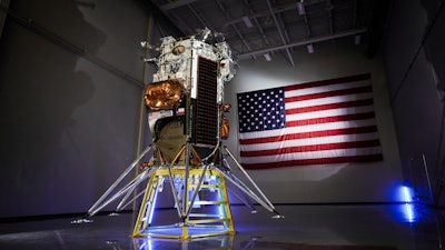 This photo provided by Intuitive Machines shows the company's IM-1 Nova-C lunar lander in Houston in October 2023.