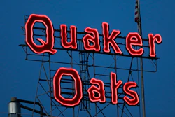 Quaker Oats sign in Cedar Rapids, Iowa, June 8, 2021.