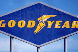 In this Aug. 20, 2020 file photo, signage for the Goodyear Distribution Center stands in Topeka, Kan. Goodyear Tire & Rubber Co. has named former Stellantis executive Mark Stewart as its new CEO.