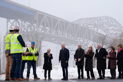 President Biden speaks with iron workers and others near the John A. Blatnik Bridge between Duluth, Minn., and Superior, Wis., Jan. 25, 2024.