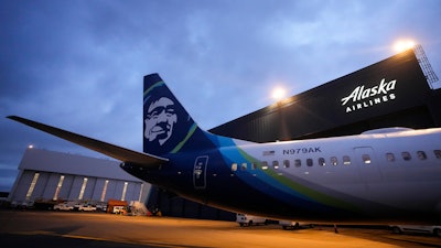 An Alaska Airlines Boeing 737 Max 9 awaits inspection at the airline's hangar at Seattle-Tacoma International Airport on Jan. 10, 2024, in SeaTac, Wash.
