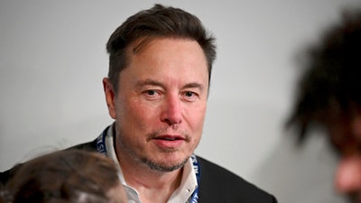 Tesla CEO Elon Musk attends the first plenary session of the AI Safety Summit at Bletchley Park, on Nov. 1, 2023 in Bletchley, England.