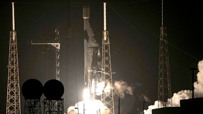 A SpaceX Falcon 9 rocket on NASA's Plankton, Aerosol Cloud Ocean Ecosystem (PACE) mission lifts off from Space Launch Complex 40 at the Cape Canaveral Air Force Station in Cape Canaveral, Fla., Thursday, Feb. 8, 2024.