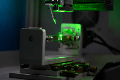 A laser cuts a lab-grown diamond at Greenlab Diamonds, in Surat, India, Monday, Feb. 5, 2024.