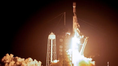 A SpaceX Falcon 9 rocket lifts off from pad 39A at Kennedy Space Center in Cape Canaveral, Fla., early Thursday, Feb. 15, 2024. If all goes well, a touchdown attempt on the moon by Intuitive Machines' lunar lander would occur Feb. 22, after a day in lunar orbit.