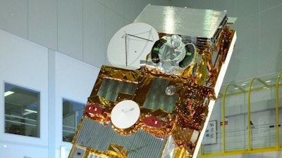 This photo provided by the European Space Agency shows the European Remote Sensing 2 satellite (ERS-2) satellite in a clean room before its launch in 1995.