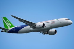 A China's Comac C919 aircraft performs during first day of Singapore Airshow in Singapore, Tuesday, Feb. 20, 2024.