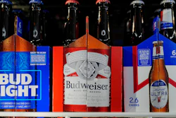 Six-packs of Bud Light, Budweiser and Michelob Ultra are displayed at a liquor store, Wednesday, Feb. 28, 2024, in Fairfield, Calif.