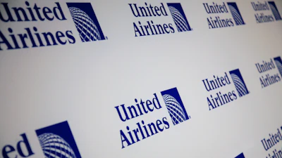 The new logo for United Airlines is shown during a news conference in New York, Monday, May 3, 2010.
