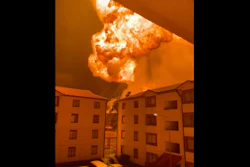This grab taken from video provided by Philip Awinyo Jeremiah shows a fireball after a vehicle loaded with gas which exploded, in Nairobi, Kenya, Friday, Feb. 2, 2024.