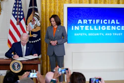 President Joe Biden signs an executive on artificial intelligence in the East Room of the White House, Oct. 30, 2023, in Washington.