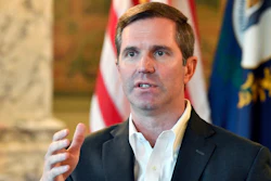 Kentucky Gov. Andy Beshear responds to a question during an interview, Dec. 19, 2023, in Frankfort, Ky.