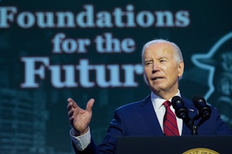 President Joe Biden speaks to the North America's Building Trade Union National Legislative Conference, Wednesday, April 24, 2024, in Washington.