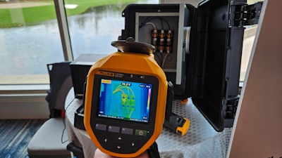 Fluke's thermal imager is demonstrated at Xcelerate 2024 in Orlando.