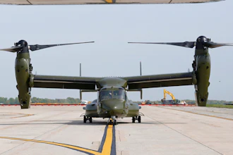 A U.S. Marine Corps Osprey aircraft taxies behind an Osprey carrying members of the White House press corps at Andrews Air Force Base, Md., April 24, 2021. Over the last two years, four Osprey crashes have killed a total of 20 service members. On Wednesday, June 12, 2024, the House subcommittee on National Security, the Border and Foreign Affairs will hold an oversight hearing into the Osprey's safety record and Pentagon management of the program.
