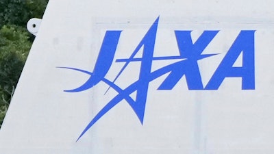 The logo of the Japan Aerospace Exploration Agency, or JAXA, is seen at its Tanegashima Space Center in Minamitanecho, Kagoshima prefecture, Feb. 16, 2024.