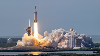 A SpaceX Falcon Heavy rocket carrying the National Oceanic and Atmospheric Administration GOES-U,