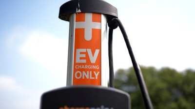 An EV charging station is seen Thursday, May 9, 2024, in San Antonio.