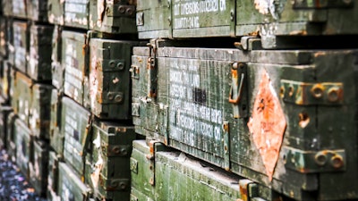 Wooden ammunition boxes.