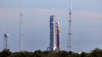 Artemis 1 Moon Rocket on the launch pad at Cape Canaveral.