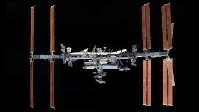 This photo provided by NASA, taken from the SpaceX Crew Dragon Endeavour, shows the International Space Station.