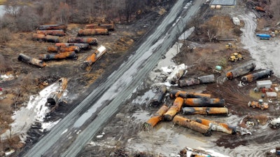 Cleanup of portions of a Norfolk Southern freight train that derailed in East Palestine, Ohio.