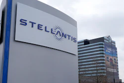 The Stellantis sign is seen outside the Chrysler Technology Center in Auburn Hills, Mich.