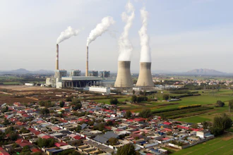 Guohua Power Station, a coal-fired power plant, operates in Dingzhou, Baoding, in the northern China's Hebei province.