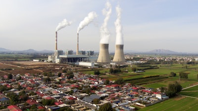 Guohua Power Station, a coal-fired power plant, operates in Dingzhou, Baoding, in the northern China's Hebei province.
