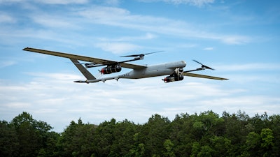 This small UAS from Aurora Flight Sciences is powered by a hydrogen fuel cell, extending flight times for long range reconnaissance.