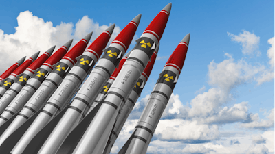 Row of heavy nuclear missiles.