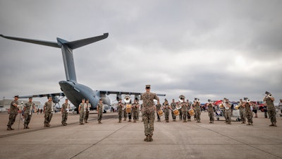 The 3rd Marine Aircraft Wing (3rd MAW) Band performs at America's Airshow.